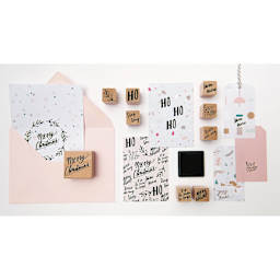 Rico Design Paper Poetry Stamp Set - Set of 9, Jolly Christmas contents with card art