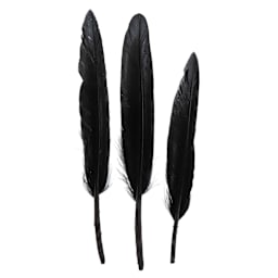 John Bead Duck Quill Feathers - Black - three feathers