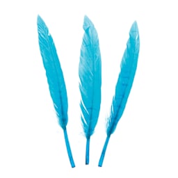 John Bead Duck Quill Feathers - Turquoise - three feathers