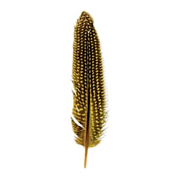 John Bead Guinea Fowl Quill Feathers - Yellow - single feather