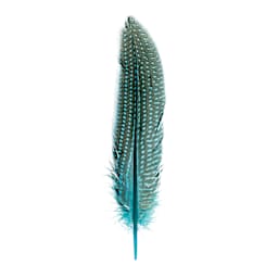 John Bead Guinea Fowl Quill Feathers - Turquoise - single feather