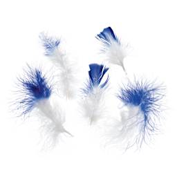 John Bead Marabou Feathers - White and Royal Blue - five feathers