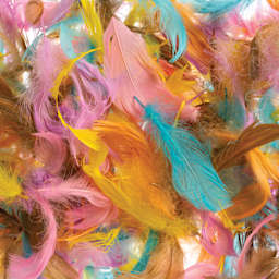 John Bead Turkey Feathers - Spring Colors Mix, 4 - 6" - close-up of many flowers