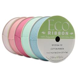 Morex Cotton Eco Ribbon - Assorted Colors, 1" x 3.25 yd, Pkg of 5, at an angle