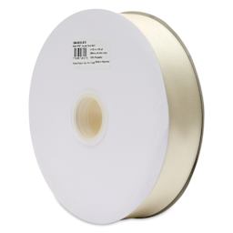 Morex Recycled Double Faced Satin Ribbon - Ivory, 1-1/2" x 100 yd, at an angle