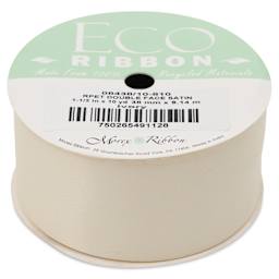 Morex Recycled Double Faced Satin Ribbon - Ivory, 1-1/2" x 10 yd, flat