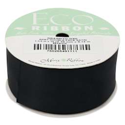 Morex Recycled Double Faced Satin Ribbon - Black, 1-1/2" x 10 yd, roll flat