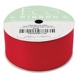 Morex Recycled Double Faced Satin Ribbon - Red, 1-1/2" x 10 yd, flat