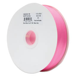 Morex Recycled Double Faced Satin Ribbon - Hot Pink, 1-1/2" x 100 yd, at an angle