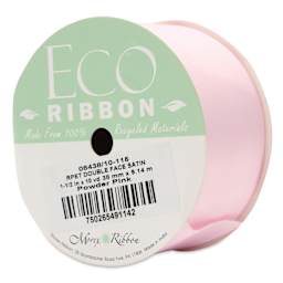 Morex Recycled Double Faced Satin Ribbon - Powder Pink, 1-1/2" x 10 yd, at an angle