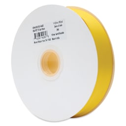 Morex Recycled Double Faced Satin Ribbon - Daffodil, 1-1/2" x 100 yd, at an angle