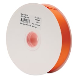 Morex Recycled Double Faced Satin Ribbon - Torrid Orange, 1-1/2" x 100 yd, at an angle