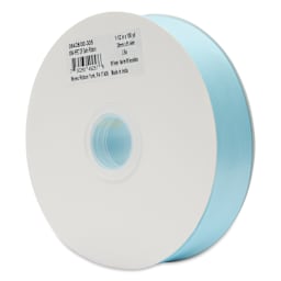 Morex Recycled Double Faced Satin Ribbon - Light Blue, 1-1/2" x 100 yd, at an angle