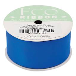 Morex Recycled Double Faced Satin Ribbon - Electric Blue, 1-1/2" x 10 yd, flat