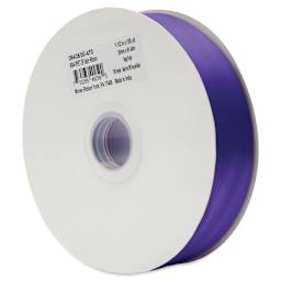 Morex Recycled Double Faced Satin Ribbon - Regal Purple, 1-1/2" x 100 yd, at an angle