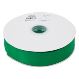Morex Recycled Double Faced Satin Ribbon - Emerald, 1-1/2" x 100 yd, flat