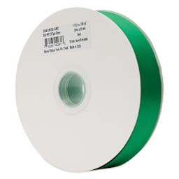 Morex Recycled Double Faced Satin Ribbon - Emerald, 1-1/2" x 100 yd, at an angle