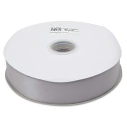 Morex Recycled Double Faced Satin Ribbon - Silver, 1-1/2" x 100 yd, flat