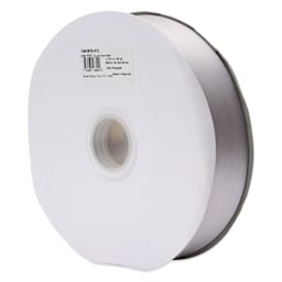 Morex Recycled Double Faced Satin Ribbon - Silver, 1-1/2" x 100 yd, at an angle