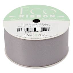Morex Recycled Double Faced Satin Ribbon - Silver, 1-1/2" x 10 yd, flat