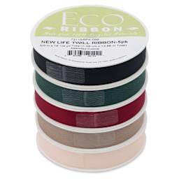 Morex New Life Twill Ribbon - Dark, 5/8" x 3.25 yd, Pkg of 5, stacked