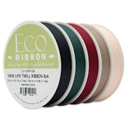 Morex New Life Twill Ribbon - Dark, 5/8" x 3.25 yd, Pkg of 5, at an angle