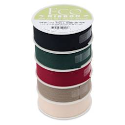 Morex New Life Twill Ribbon - Dark, 1" x 3.25 yd, Pkg of 5, stacked