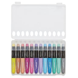 Kingart Mixed Media Gel Sticks - Set of 12, Metallic Colors (in case)