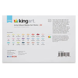 Kingart Mixed Media Gel Sticks - Set of 24, Pastel Colors (back of package)