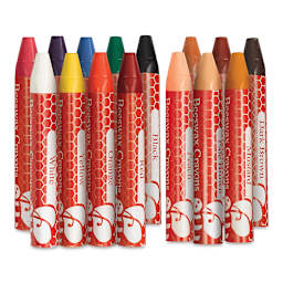 Faber-Castell Jumbo Beeswax Crayons - Component crayons of set of 15 World Colors shown upright