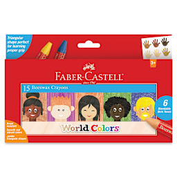 Faber-Castell Jumbo Beeswax Crayons - Front of package of Set of 15 World Colors