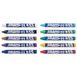 Prang Glass Decor Crayons - Set of 10, crayons laid out