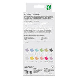 Faber Castell Art Crayons - Set of 12, Pastel Colors, back of packaging