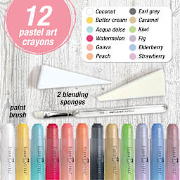 Faber Castell Art Crayons - Set of 12, Pastel Colors, set contents