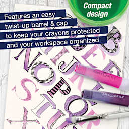 Compact Design. Featuring an easy twist-up barrel & cap to keep your crayons protected and your workspace organized.