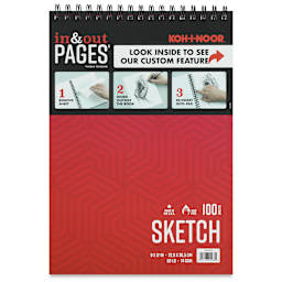Koh-I-Noor Sketch Pad - 9" x 12", Wirebound, Top, 100 Sheets, cover with In and Out pages label