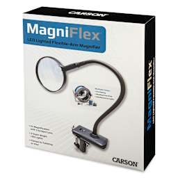 Carson MagniFlex LED Magnifier front of packaging, angled view