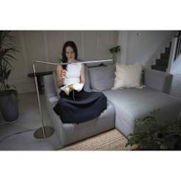 Daylight Slimline 4 LED Floor Lamp - Brushed Steel - in use in living room