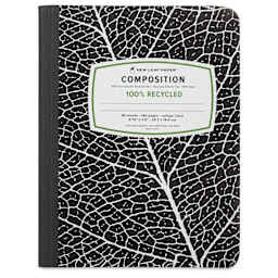 New Leaf Paper Composition Book - Black, Ruled, 9-3/4" x 7-1/2", front