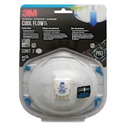 3M P95 Cool Flow Paint Valve Particulate Respirator, Pkg of 2 front of packaging