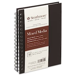 Strathmore 400 Series Mixed Media Wirebound Hardcover Art Book - 5-1/2" x 8-1/2", 20 sheets side view