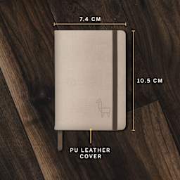 7.4 cm x 10.5 cm. PU leather cover.