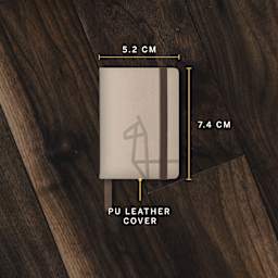 5.2 cm x 7.4 cm. PU leather cover.