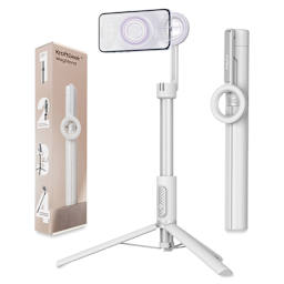 KraftGeek MagStand Magnetic Phone Tripod - White, compact and with a phone