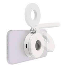 KraftGeek HaloGlow Magnetic Phone Light - White, attached to phone, phone not included