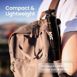 Compact and lightweight. Net weight 1.35 lbs, storage size 15.55 inch