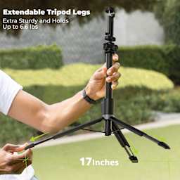 Extendable tripod legs, extra sturdy and holds up to 6.6 lb.