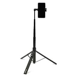 KraftGeek JustTap Tripod - Black with phone attached, phone not included
