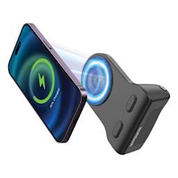 KraftGeek Power Shutter - Black, shown with phone, phone not included