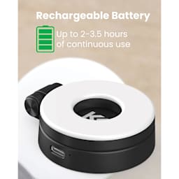 Rechargeable battery, up to 2-3.5 hours of continous use.